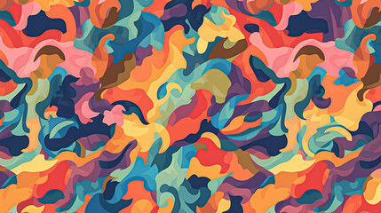 Minimalist Psychedelic Camo Illustration. Abstract Camouflage Pattern Design. Generative AI
