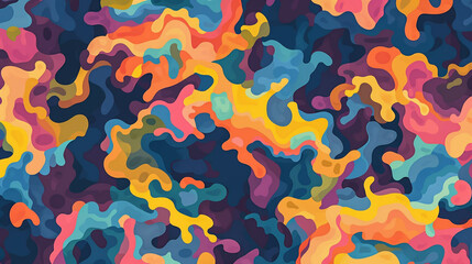 Psychedelic Camo Patter. Seamless Tile for Graphic Design. Generative AI