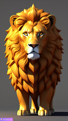 Render 3d di un leone. Generato con AI.