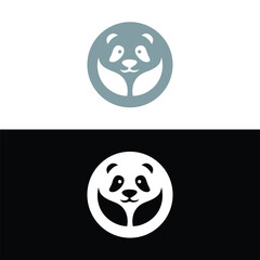 panda leaf logo design,panda logo template,Cute panda face,Love panda logo. cute Panda Logo design vector template. animal, asia, bamboo, heart, character, china, bear, black, pet, safari.
