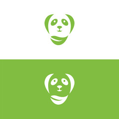 panda leaf logo design,panda logo template,Cute panda face,Love panda logo. cute Panda Logo design vector template. animal, asia, bamboo, heart, character, china, bear, black, pet, safari.