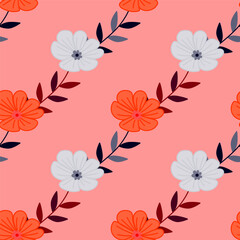 Simple stylized flower seamless pattern. Decorative naive botanical backdrop.