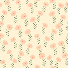 Simple stylized flower seamless pattern. Decorative naive botanical backdrop.