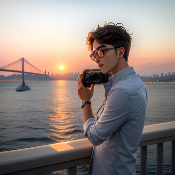 photographer at sunset