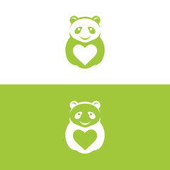 panda leaf logo design,panda logo template,Cute panda face,Love panda logo. cute Panda Logo design vector template. animal, asia, bamboo, heart, character, china, bear, black, pet, safari.