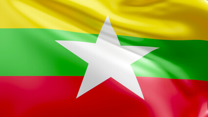 Myanmar flag 3d rendering