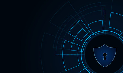 Cyber security technology concept , Shield With Keyhole icon with world map background , personal data , vector illustration.	
