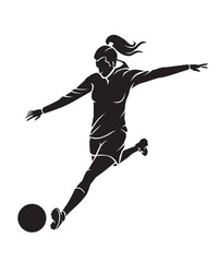 Fototapeta na wymiar Ball Kicking Female Soccer Sport Silhouette
