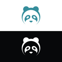 panda leaf logo design,panda logo template,Cute panda face,Love panda logo. cute Panda Logo design vector template. animal, asia, bamboo, heart, character, china, bear, black, pet, safari.