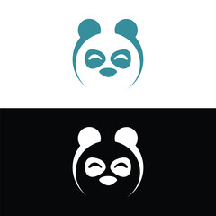 Obraz premium panda leaf logo design,panda logo template,Cute panda face,Love panda logo. cute Panda Logo design vector template. animal, asia, bamboo, heart, character, china, bear, black, pet, safari.