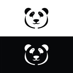 panda leaf logo design,panda logo template,Cute panda face,Love panda logo. cute Panda Logo design vector template. animal, asia, bamboo, heart, character, china, bear, black, pet, safari.