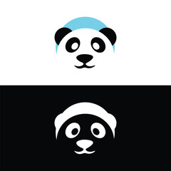 panda leaf logo design,panda logo template,Cute panda face,Love panda logo. cute Panda Logo design vector template. animal, asia, bamboo, heart, character, china, bear, black, pet, safari.