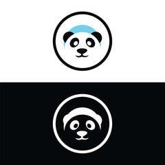 panda leaf logo design,panda logo template,Cute panda face,Love panda logo. cute Panda Logo design vector template. animal, asia, bamboo, heart, character, china, bear, black, pet, safari.