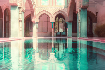 Liminal Pool Liminal Space Liminal Sky Archways ,Concept Scenes,3D render 