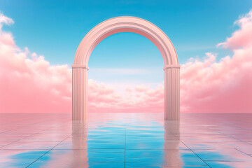 Obraz na płótnie Canvas Liminal Pool Liminal Space Liminal Sky Archways ,Concept Scenes,3D render 