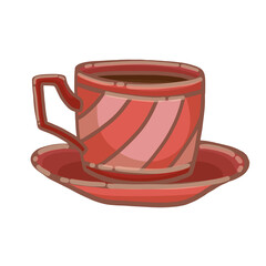 Set of various cups with tea or coffee. 