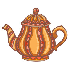 Set of various cups with tea or coffee. 