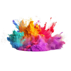 Fototapeta na wymiar Colorful rainbow holi paint splash, color powder explosion. png. Generative AI