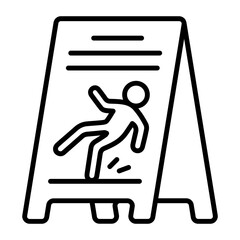 caution slippery Floor concept, Wet surface yellow signage vector icon design, Housekeeping symbol, Home cleaning sign, Professional cleaners equipment stock illustration