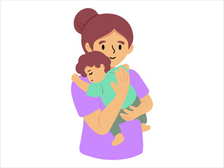 Mom holding baby or avatar icon illustration