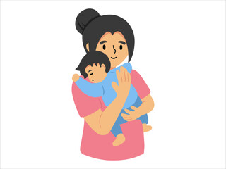 Mom holding baby or People Character illustration