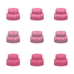 A vector drawn cake illustration with various colors and amount of details