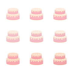 A vector drawn cake illustration with various colors and amount of details