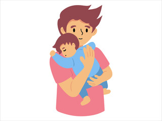 Dad holding baby or avatar icon illustration