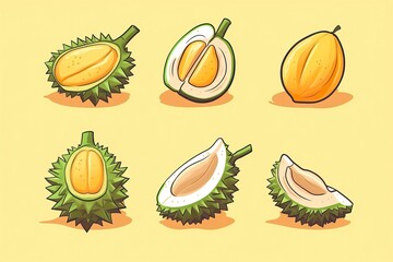 Durian Illustration. Fruit illustration. Generative AI
