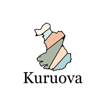 Kuruova Map. State and district map of Kuruova Turkey. Detailed map of city administrative area. Royalty free vector illustration. Cityscape