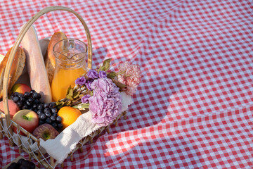 Couple having a picnic in a beautiful and natural park