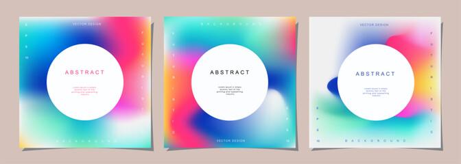 Set of creative covers or posters concept in modern minimal style for corporate identity, branding, social media advertising, promo. Minimalist cover design template with dynamic fluid gradient.
