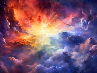 Obraz na płótnie Canvas Vibrant Nebula in Starry Sky - AI Generated