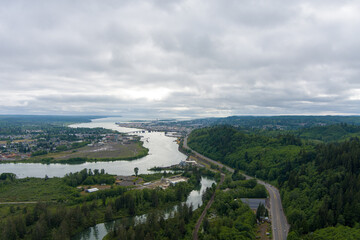 Aerial view of Aberdeen, Washington in June 