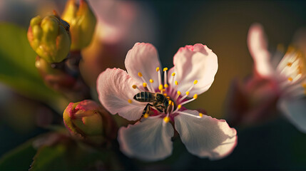 bee on flower,magnification  extreme macro photographyBees picking