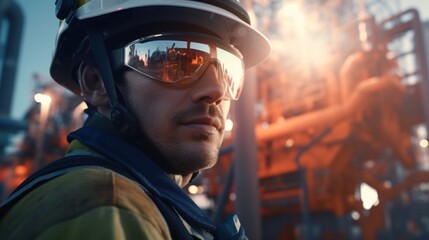 Industry. Engineer of an oil rig. Petrochemical. Electric background. Petrochemical, electricity, gas rig.