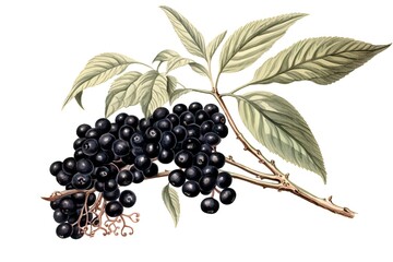 Obraz premium Elderberry Illustration. Fruit illustration. Generative AI 