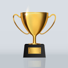 Trophy cup. Gold prize isolated. Vector illustration of award