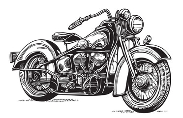 Retro Bike hand drawn sketch illustration Vintage transport