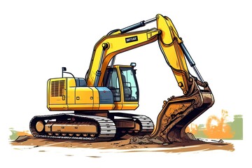 Excavator Illustration. Transportation illustration. Generative AI
