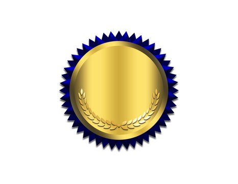 Shiny  Gold & Blue Medal Award Transparent Clipart Vector PNG Image 