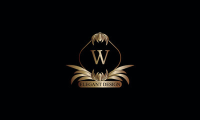 Letter W emblem calligraphic monogram template. Luxury elegant logo design. Vector illustration for projects for cafes, hotels, heraldry, restaurants, boutiques