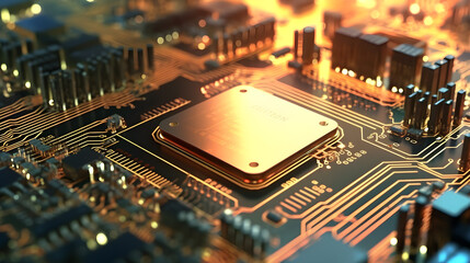 Fototapeta na wymiar Close-up of electronic circuit Motherboard. Generative AI