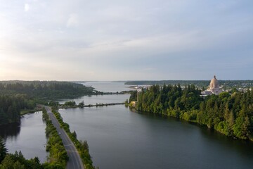 Obraz premium Aerial view of Olympia at sunset