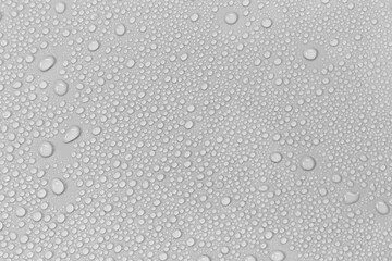 Water droplets on a gray background.