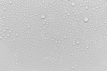 Water droplets on a gray background.