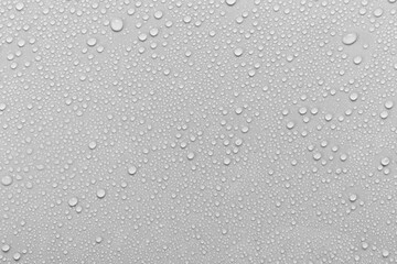 Water droplets on a gray background.