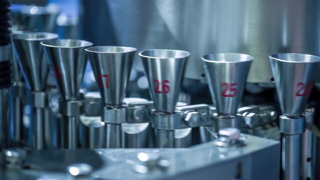 Close-up of super high speed automatic packaging machine.