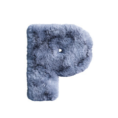 大文字のP。灰色のふわふわな文字。