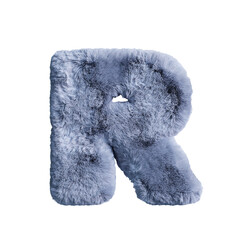 大文字のR。灰色のふわふわな文字。